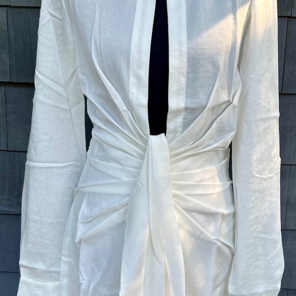 Crosby St White Plunging Shirt Dress by Choosy NWT Size 2 - Picture 2 of 5